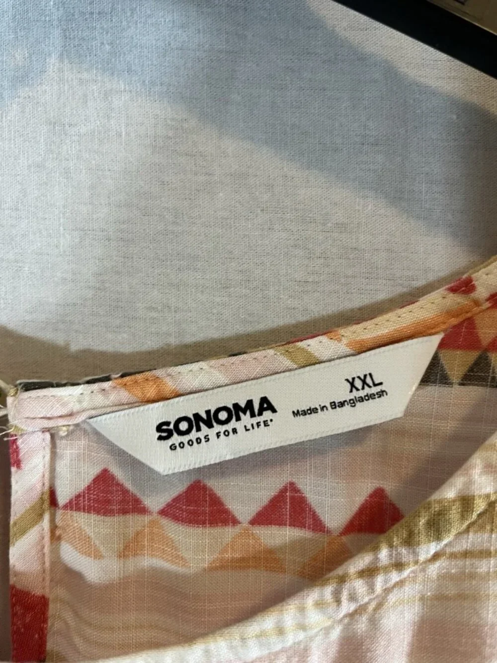 Sonoma Women’s XXL Pink Striped Southwest Print Blouse - Picture 2 of 9